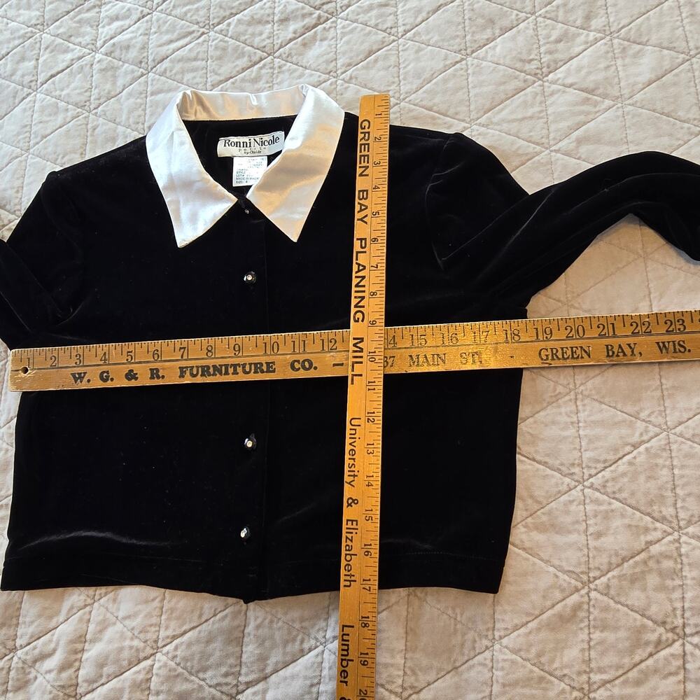Vintage 90s Y2K Twee Ronni Nicole Top Women's 4 Black Velvet Whimsigoth Grunge - Picture 5 of 7